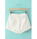 White Roll-up Denim Shorts