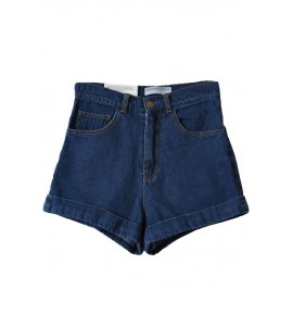 Dark Blue Roll-up Denim Shorts