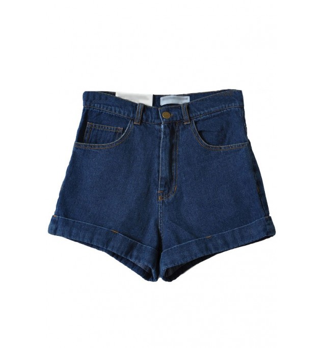 Dark Blue Roll-up Denim Shorts