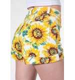 Sunflower Print Casual Denim Shorts