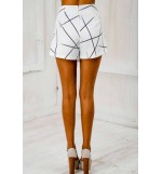 White Printed Back Zipper Skort Shorts