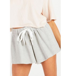Gray Drawstring Pocket Wide Leg Casual Shorts