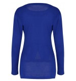 Blue Lace Splicing Casual Blouse