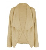 Apricot Faux Fur Open Front Casual Coat