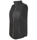 Black Faux Fur Zipper Pocket Casual Vest