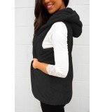 Black Faux Fur Open Front Casual Vest