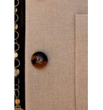 Beige Notched Collar Two Button Pocket Casual Trench Coat