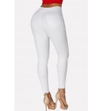 White Pocket Casual Skinny Jeans