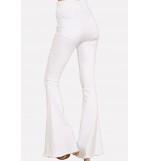 White Raw Hem Casual Flare Jeans