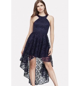 Cutout Back Sleeveless High Low Sexy Lace Dress