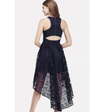 Cutout Back Sleeveless High Low Sexy Lace Dress