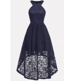 Cutout Back Sleeveless High Low Sexy Lace Dress