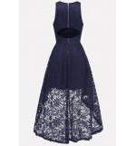 Cutout Back Sleeveless High Low Sexy Lace Dress