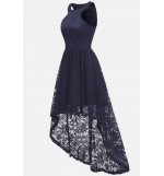 Cutout Back Sleeveless High Low Sexy Lace Dress