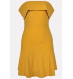 Yellow Off Shoulder Ruffles Hem Sexy Party Dress